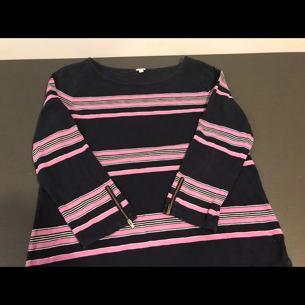 J Crew top with zippered 3/4 length sleeves